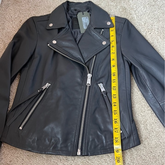 AllSaints Dalby biker jacket anthracite grey US 0/UK4 new with tags - Picture 6 of 11